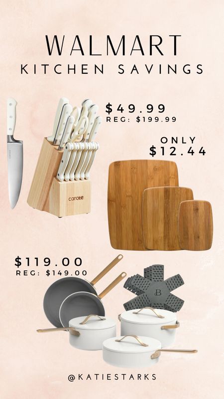 Kitchen savings at Walmart! Save on cookware, knife sets and cutting boards.

#LTKsalealert #LTKhome #LTKfindsunder50