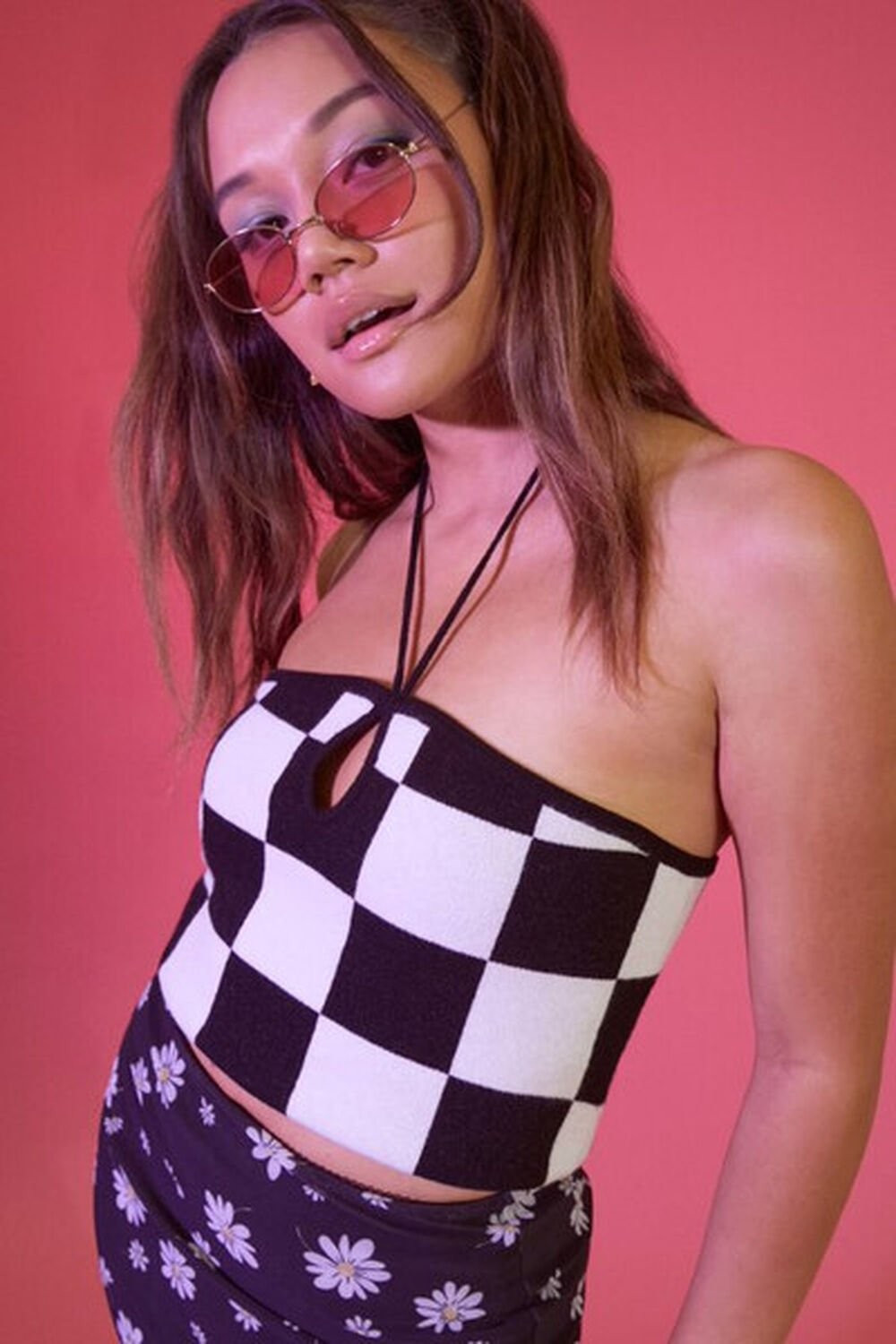 Checkered Sweater-Knit Halter Top | Forever 21 (US)