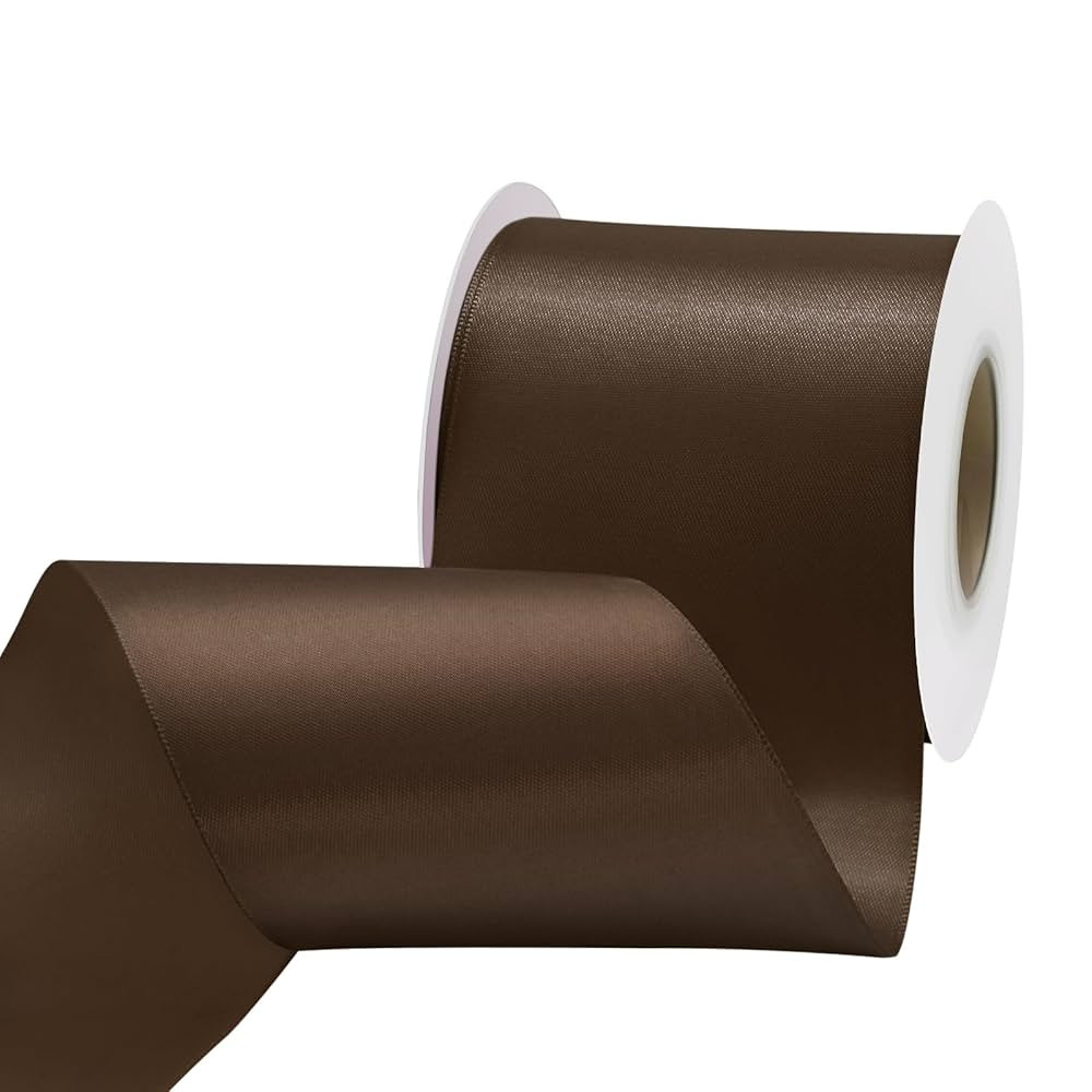 Brown Satin Ribbon 3 inch X 15 Yards Polyester Ribbon for Gift Wrapping Very Suitable for Wedding... | Amazon (US)