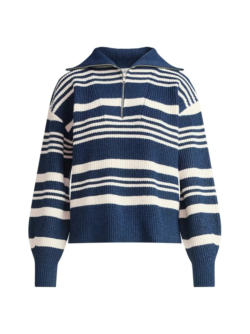 Free Assembly Women's and Women's Plus Half Zip Sweater with Long Sleeves, Midweight, Sizes XS-4X | Walmart (US)