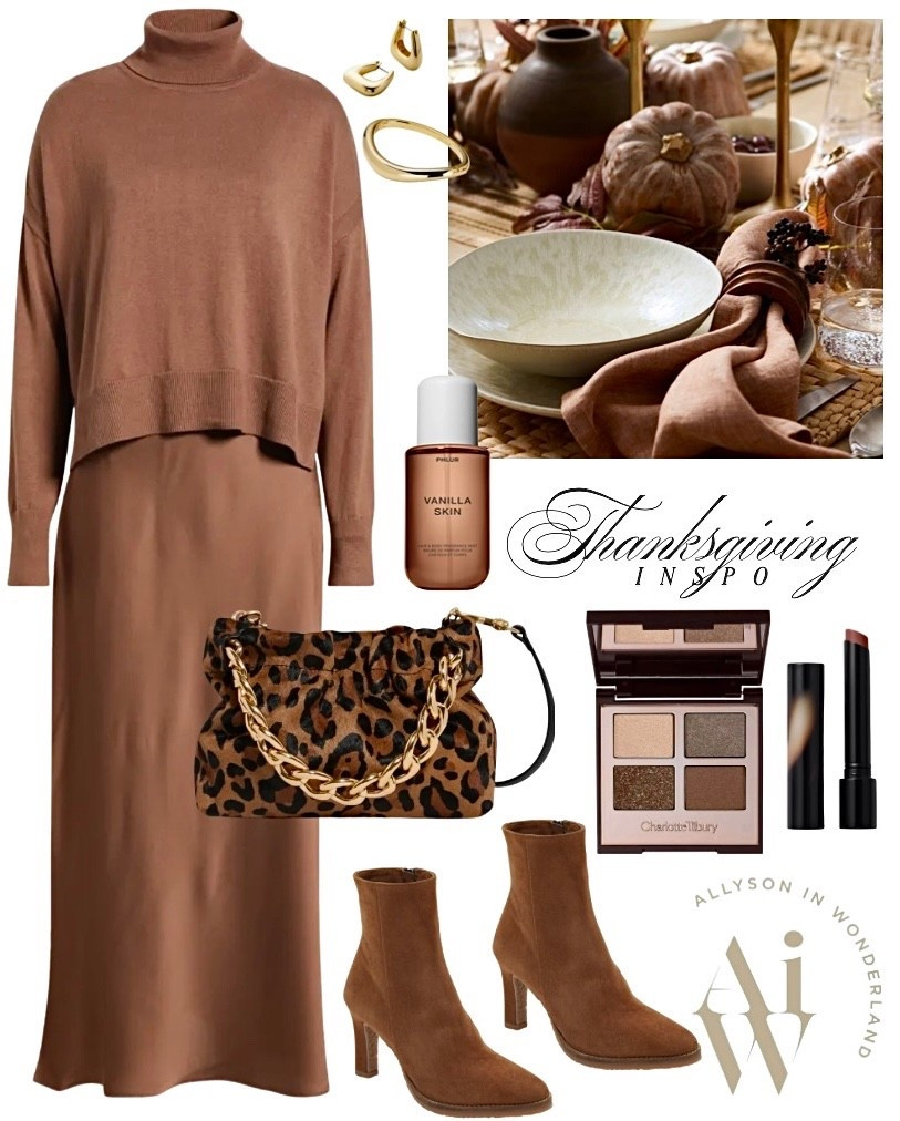 Love this matching set! It’s a sweater and dress - so many ways to style it!
Leopard bag
Booties 
Thanksgiving outfit 
Thanksgiving dress 
#ltkitbag
#ltkshoecrush

#LTKStyleTip #LTKHoliday #LTKSeasonal