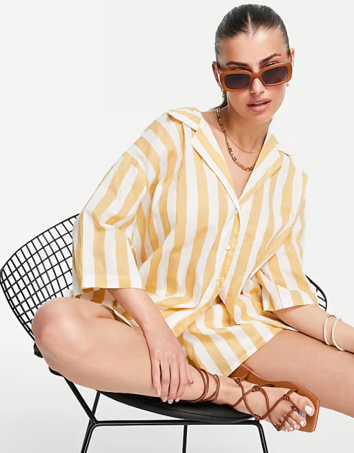 Zulu & Zephyr oversized beach shirt in stripe - part of a set | ASOS (Global)