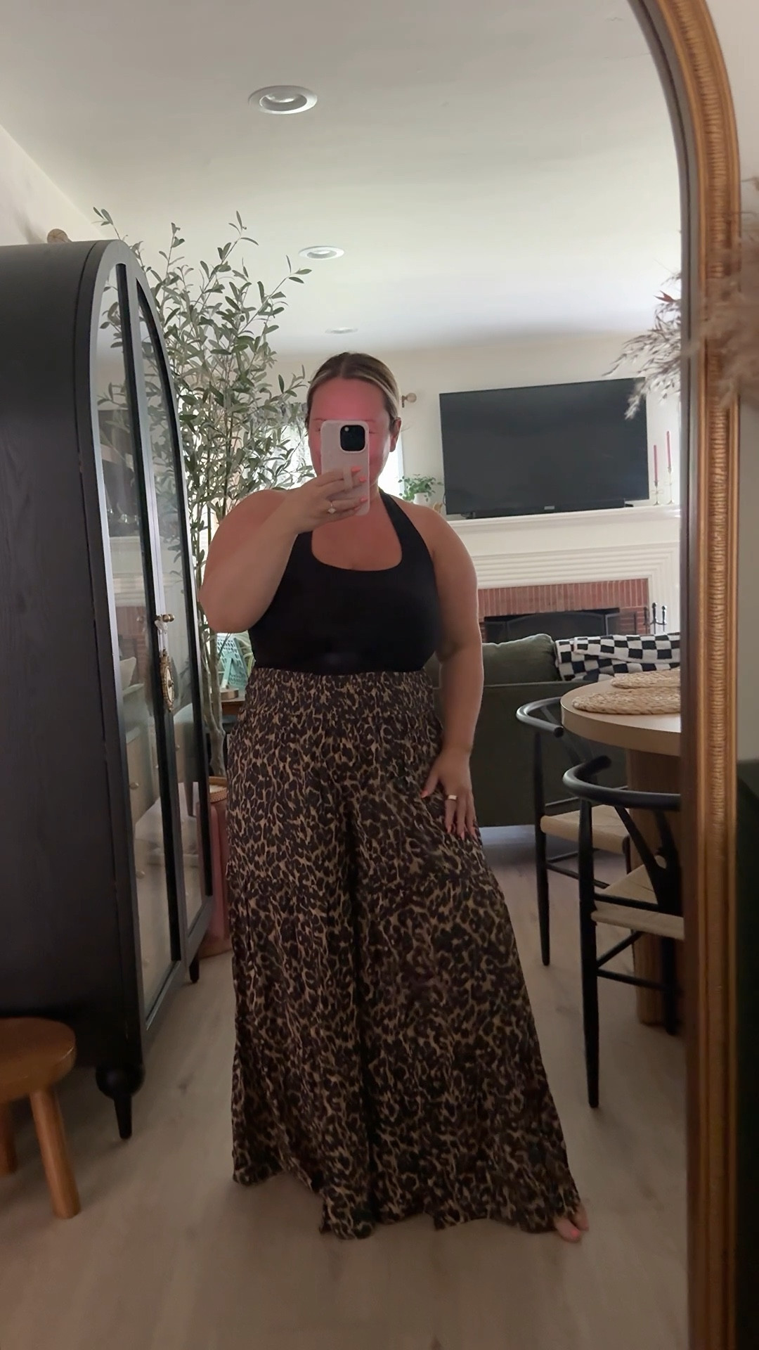 @Aerie party pants in the leopard print! Wearing size LARGE SHORT in the pants. These halter is size LARGE (size up runs small!) linking the one from aerie that I have as well and I prefer that one for more give! 

Aerie, spring style, travel style, viral pants, petite style, midsize style, summer outfit, summer styles, spring outfit, vacation outfit, beach style

#LTKMidsize #LTKxAerie #LTKPetite