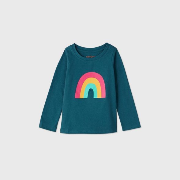 Toddler Girls' Rainbow Long Sleeve T-Shirt - Cat & Jack™ Teal | Target