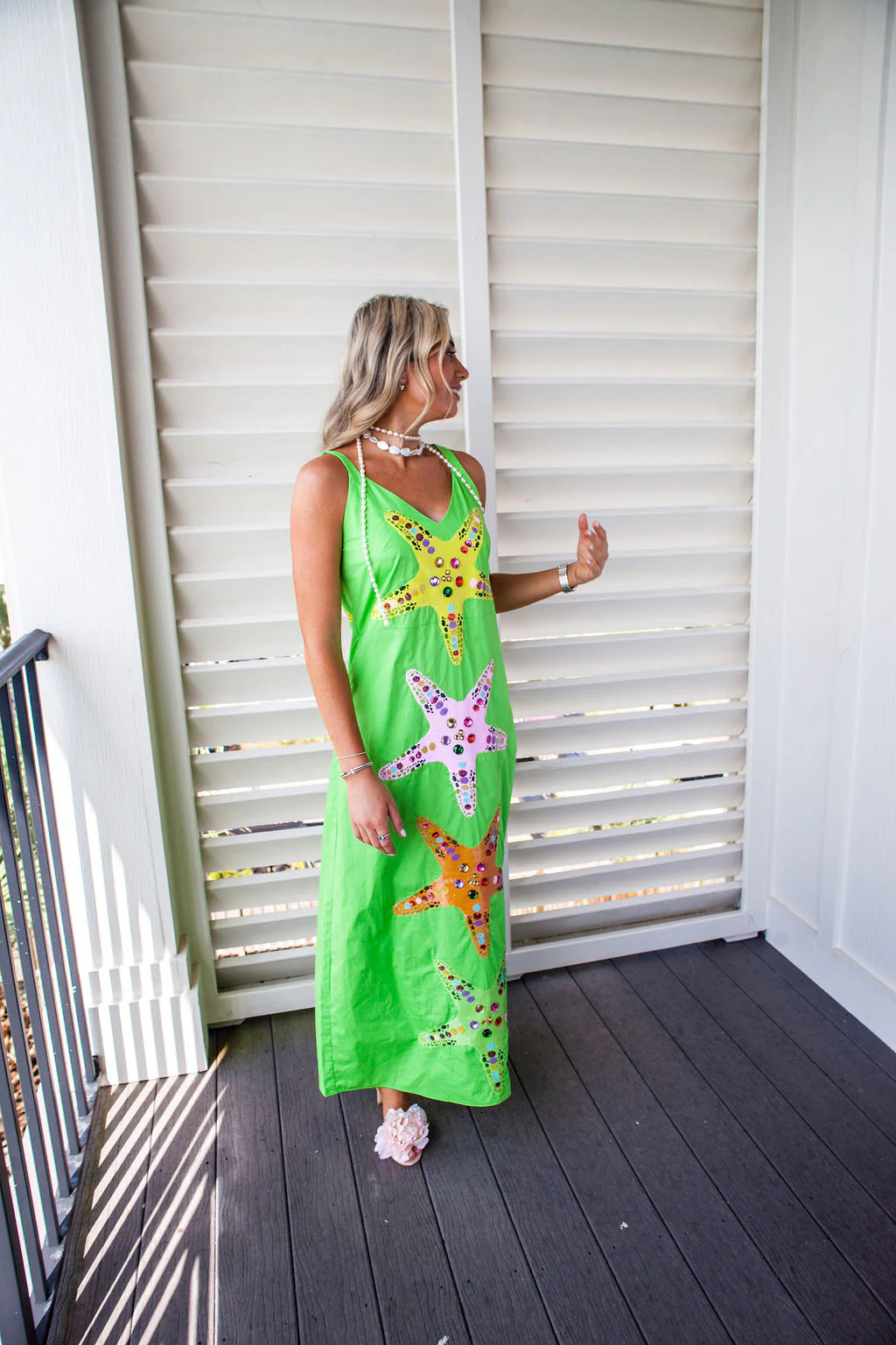 Star Fish Midi Dress - Lime Green | Triple Threads