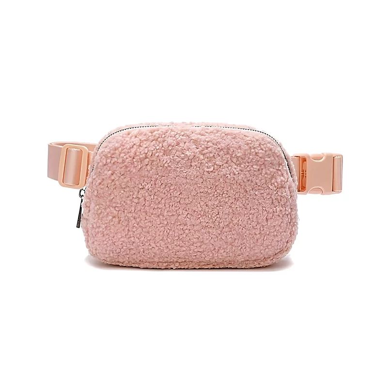 Boutique Sherpa, Fleece Belt Bag & Fanny Pack - Adjustable, Crossbody Bag, Pink - Walmart.com | Walmart (US)