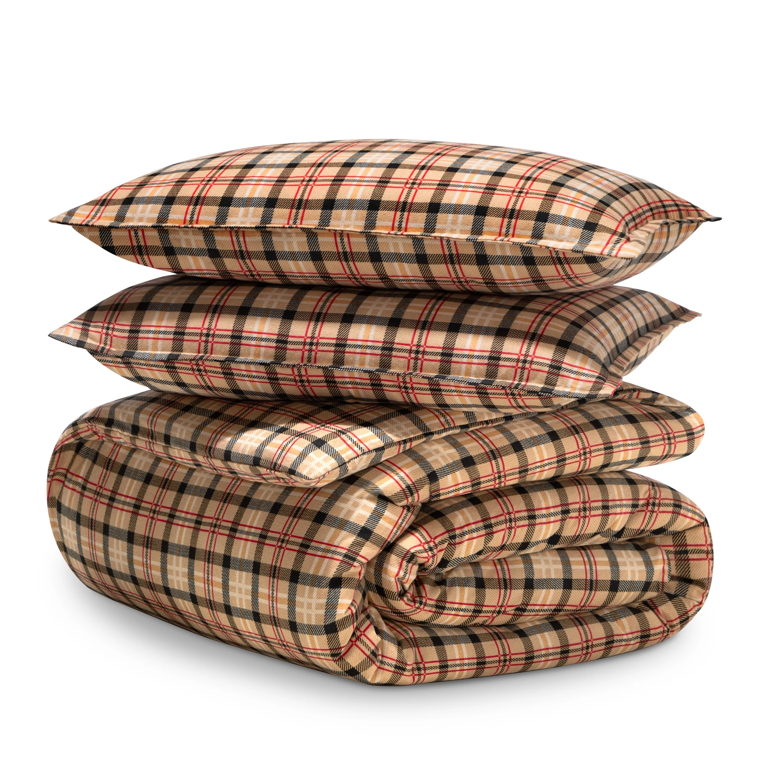 Bare Home Flannel Duvet Cover Set - 100% Flannel Cotton - Double Brushed - Full, Red Lodge Plaid | Walmart (US)