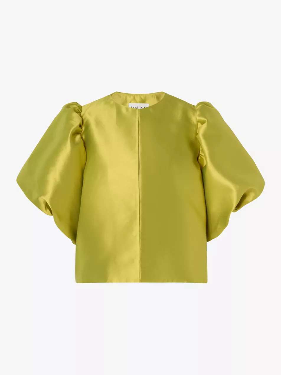 Cleo puff-sleeve satin blouse | Selfridges