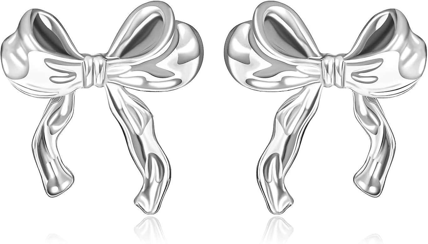 Gold Silver Bow Earrings for Women Classic Ribbon Bow Stud Earrings Cute BowKnot Earrings Bow Jew... | Amazon (US)