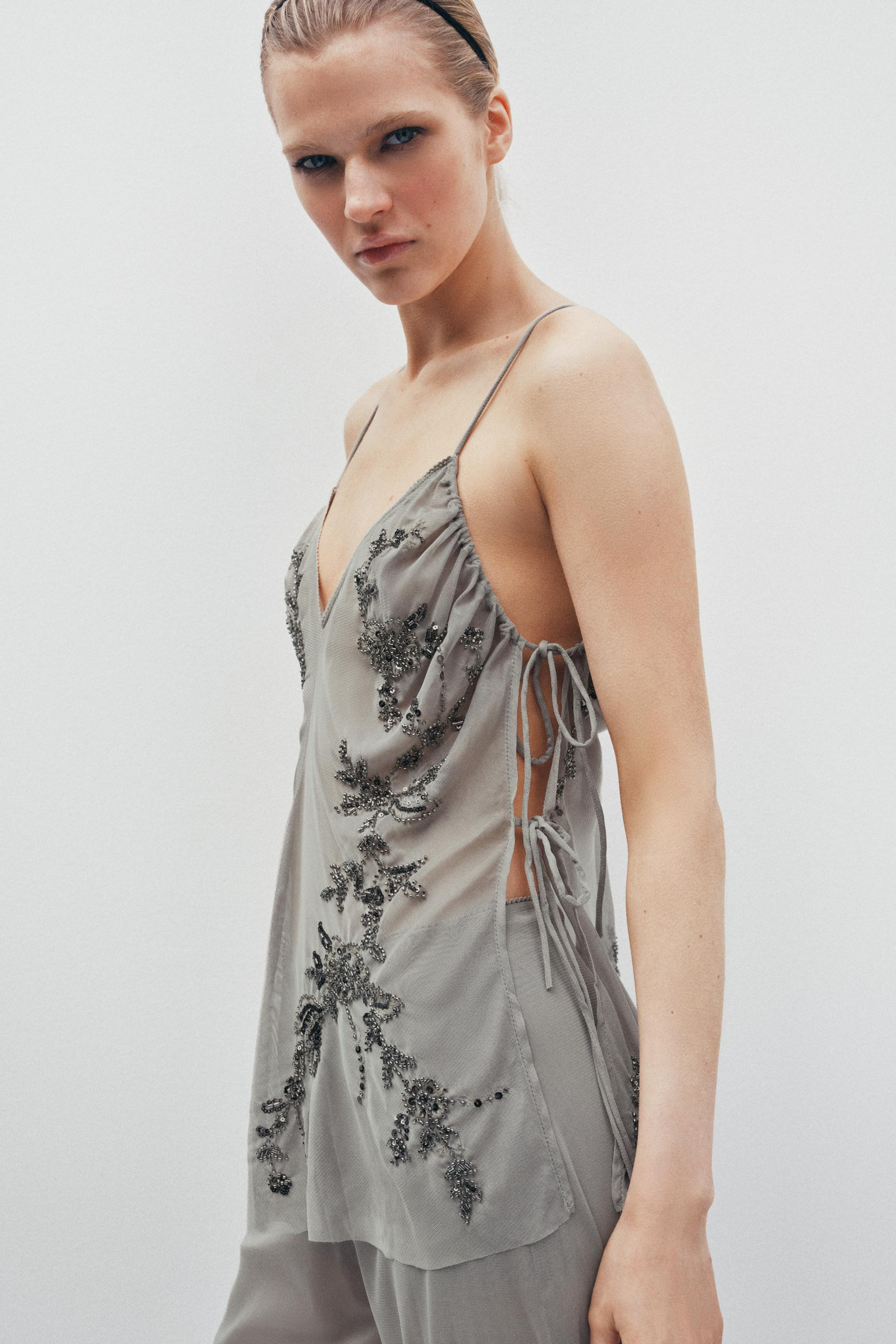 SEQUIN EMBROIDERED TOP | Zara US