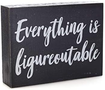 Black Decor - Home Office Desk - Everything is Figureoutable Sign - Inspirational Farmhouse | Amazon (US)