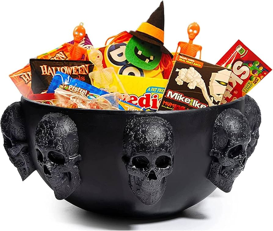 Skull Halloween Candy Server Bowl, 6" Deep Polyresin Skulls Pot for Plants, Indoor & Outdoor Tric... | Amazon (US)
