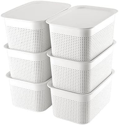 Amazon.com: AREYZIN Plastic Storage Bins With Lid Set of 6 Storage Baskets for Organizing Contain... | Amazon (US)