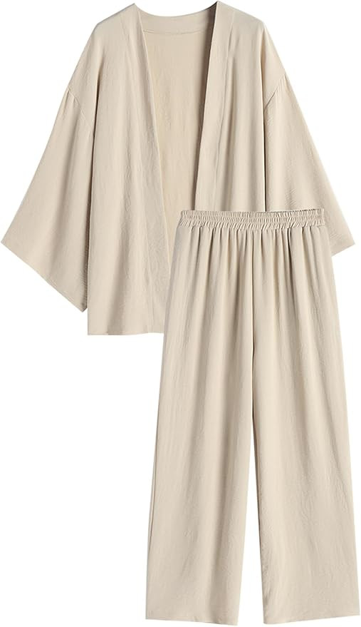 ZAFUL Women 2 Piece Tracksuits Outfits Loungewear Sets Solid Loose Cardigan Suits And Wide Leg Pa... | Amazon (US)