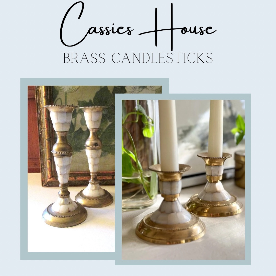 Gorgeous brass candlesticks with Mother of Pearl inlay. 

#LTKhome