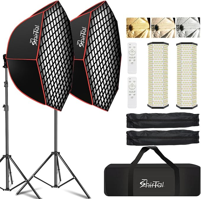Softbox Photography Lighting Kit,37" Octange Softbox Lighting Kit with Honeycomb Grid 110W 2700K-... | Amazon (US)