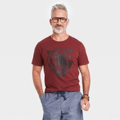 Men's Classic Fit Short Sleeve Printed T-Shirt - Goodfellow & Co™ Red | Target