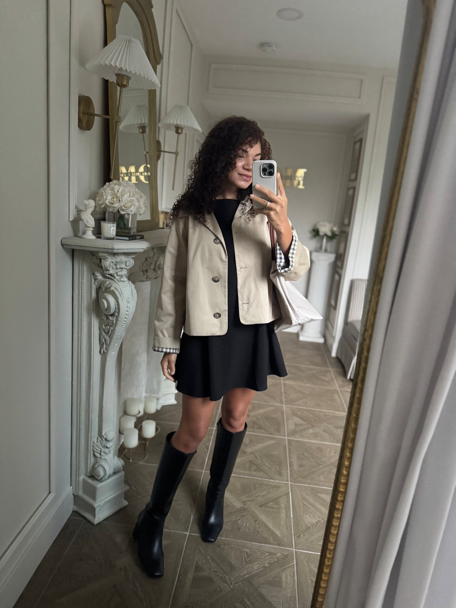 Fall outfit: black dress, cropped trench coat, black knee high boots, Longchamp tote bag 

#LTKSeasonal #LTKStyleTip #LTKWorkwear