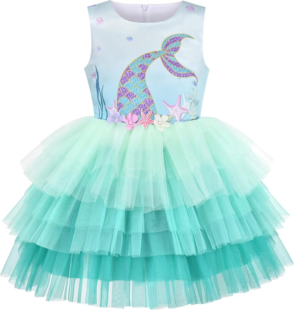 Sunny Fashion Girls Dress Birthday Princess Ruffle Dress Cake Balloon Print | Amazon (US)