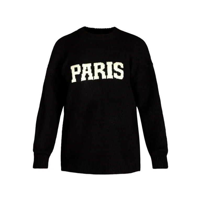 Madden NYC Oversized Graphic Sweater, Women's and Women's Plus, Sizes XXS-4X | Walmart (US)