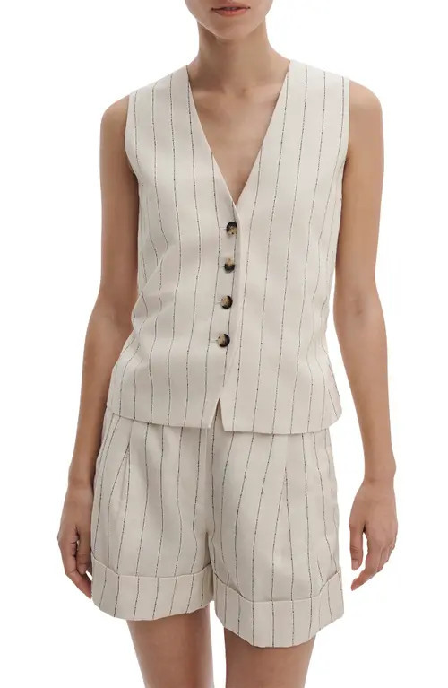 rag & bone Paulette Tie Waist Stripe Vest in White Stripe at Nordstrom, Size 00 | Nordstrom