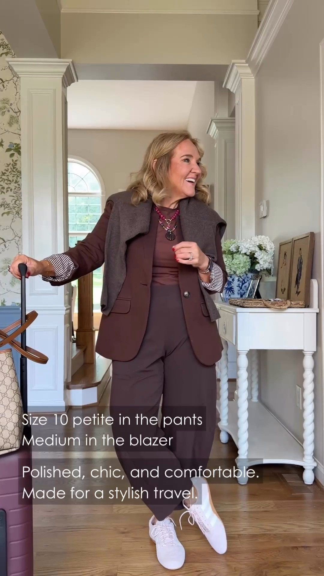 This chocolate brown suit is polished with a relaxed, modern feel. Layering the blazer over a coordinating vest and striped shirt adds dimension, while white sneakers keep it comfortable and current.

💡 LTK MADE EASY
❤️ Heart = Support my posts!
🔖 Save = Get sale & restock alerts
📋 Lists = Keep favorites organized
📲 Share = Send lists and products to a friend. Hello, Christmas List!
💬 Comment = Ask me anything about what I'm wearing.:-)

#LTKdayinmylife #LTKgrwm #LTKootd