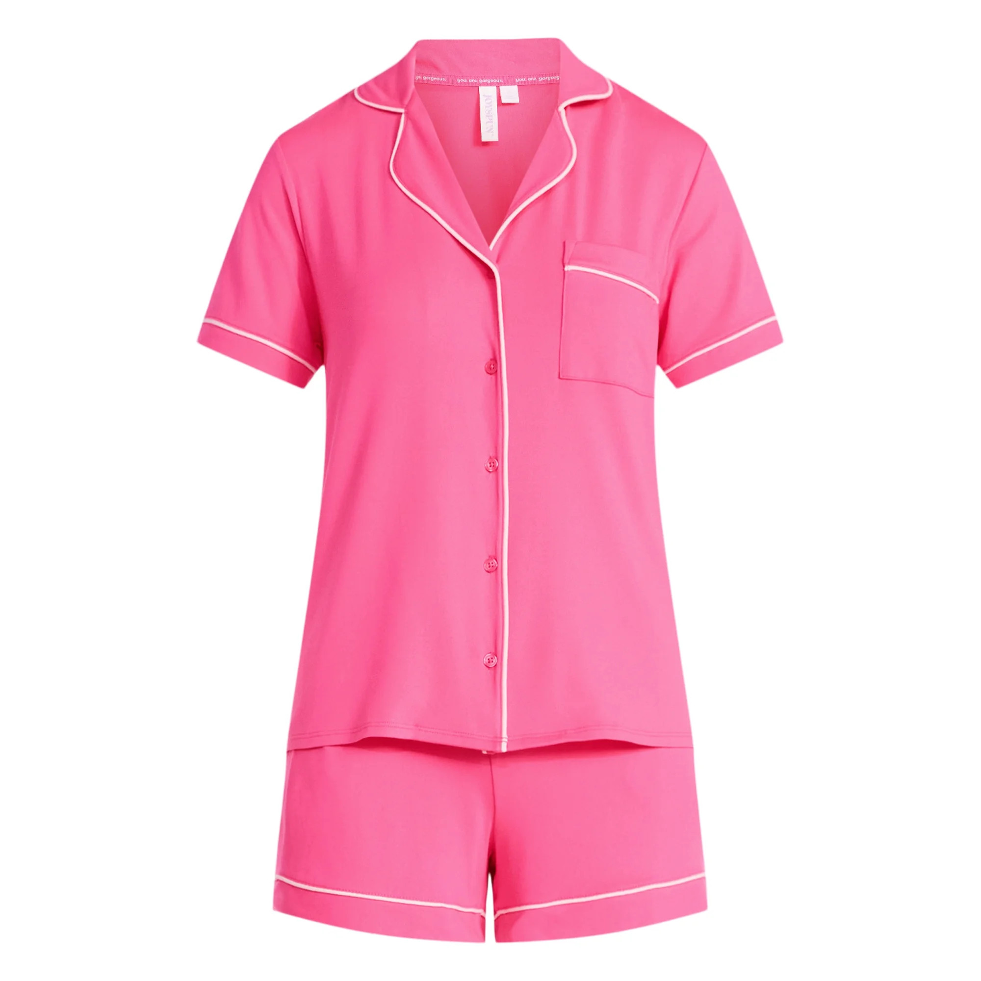 Joyspun Women's Dreamy Soft Collection Notch Top and Shorts Pajama Set, 2-Piece, Sizes XS-3X | Walmart (US)