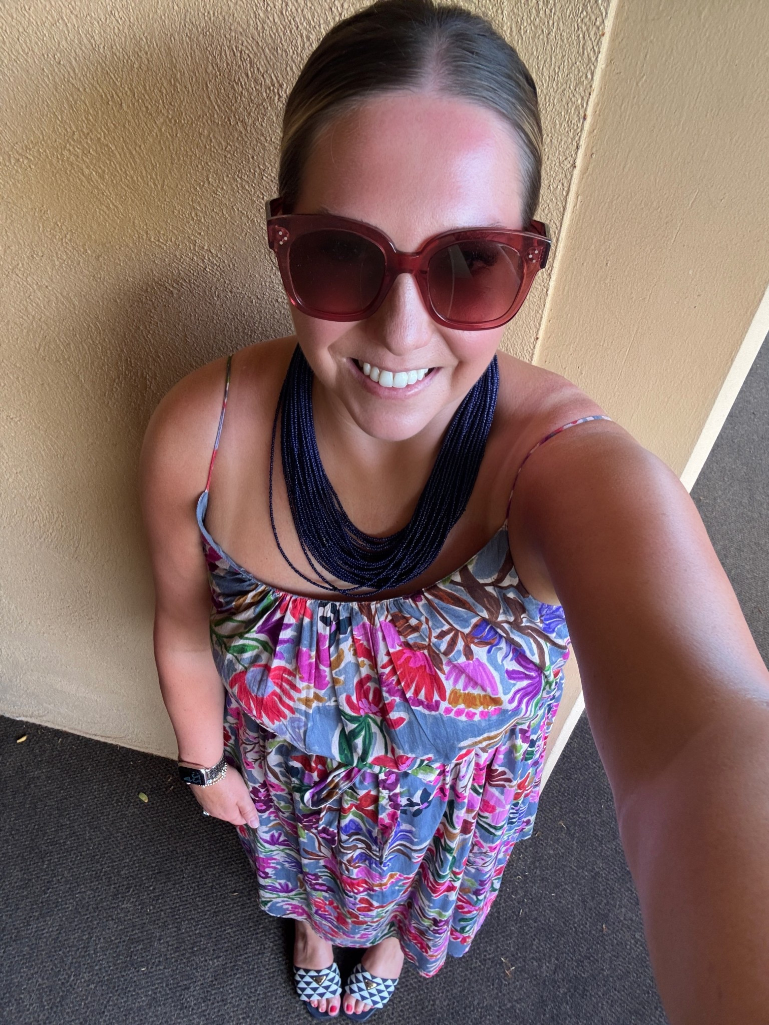 Did a fun nice out for our last full night together alone. It was a fun date night OG white lotus style at the Four Seasons. Had amazing Mai Tais at the lobby bar followed by great Italian pasta. Perfect night in Maui. I loved this dress and have been saving it for this trip. The colors are so pretty. It paired perfect with Navy and Puno accessories for a date night  

#LTKTravel #LTKMidsize #LTKShoeCrush