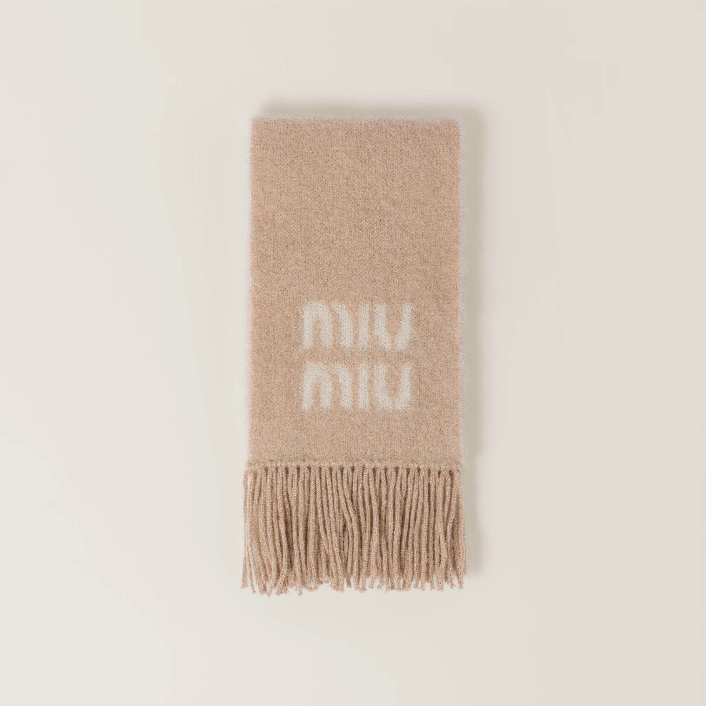 Natural Wool And Mohair Scarf | Miu Miu | Miu Miu US