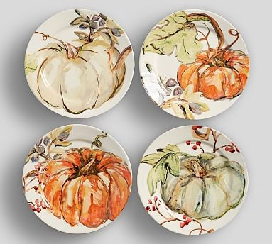 Harvest Pumpkin Stoneware Appetizer Plates - Set of 4 | Pottery Barn (US)