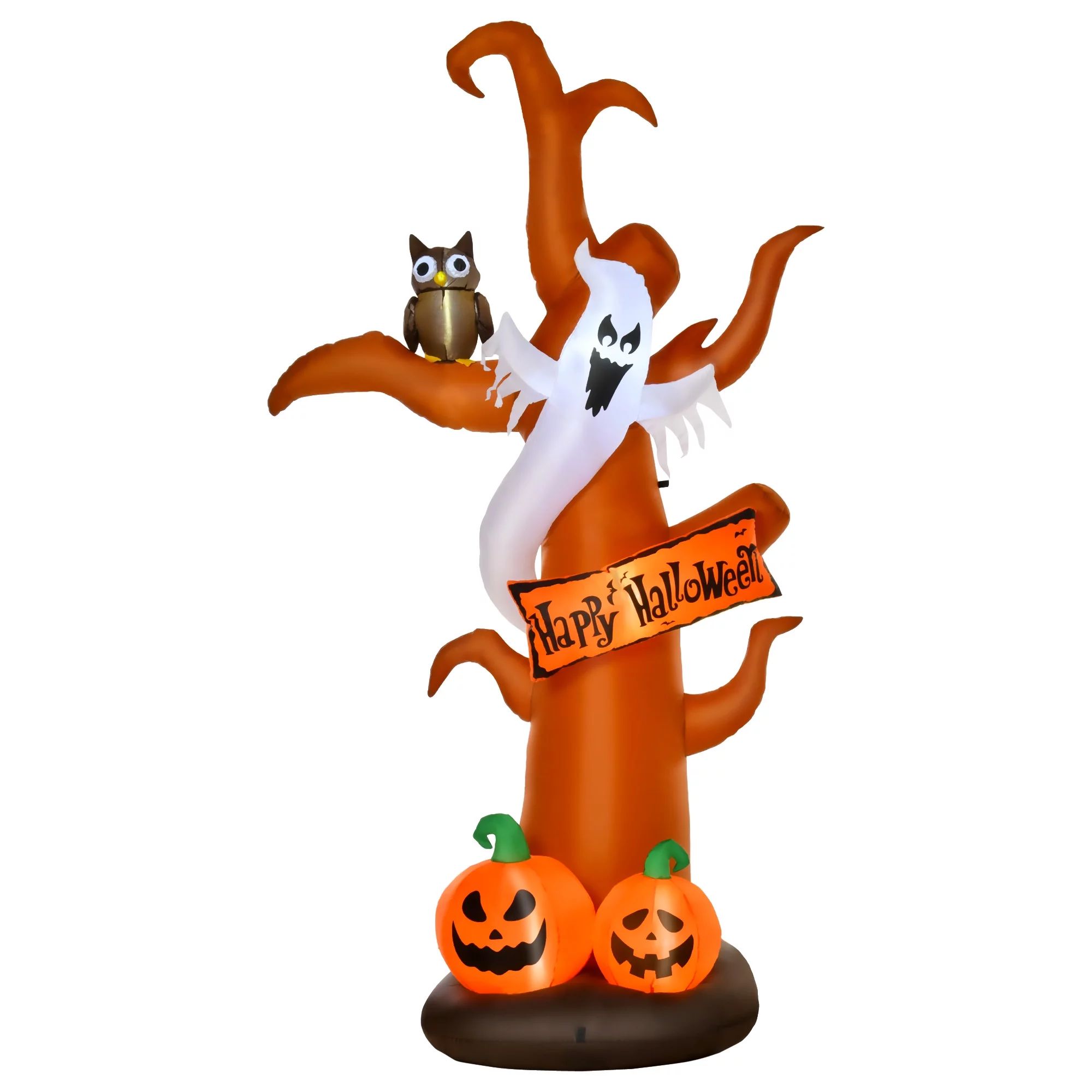 HOMCOM 9 ft Inflatable Halloween Tree w/ Ghost Pumpkin LED Party Decorations - Walmart.com | Walmart (US)