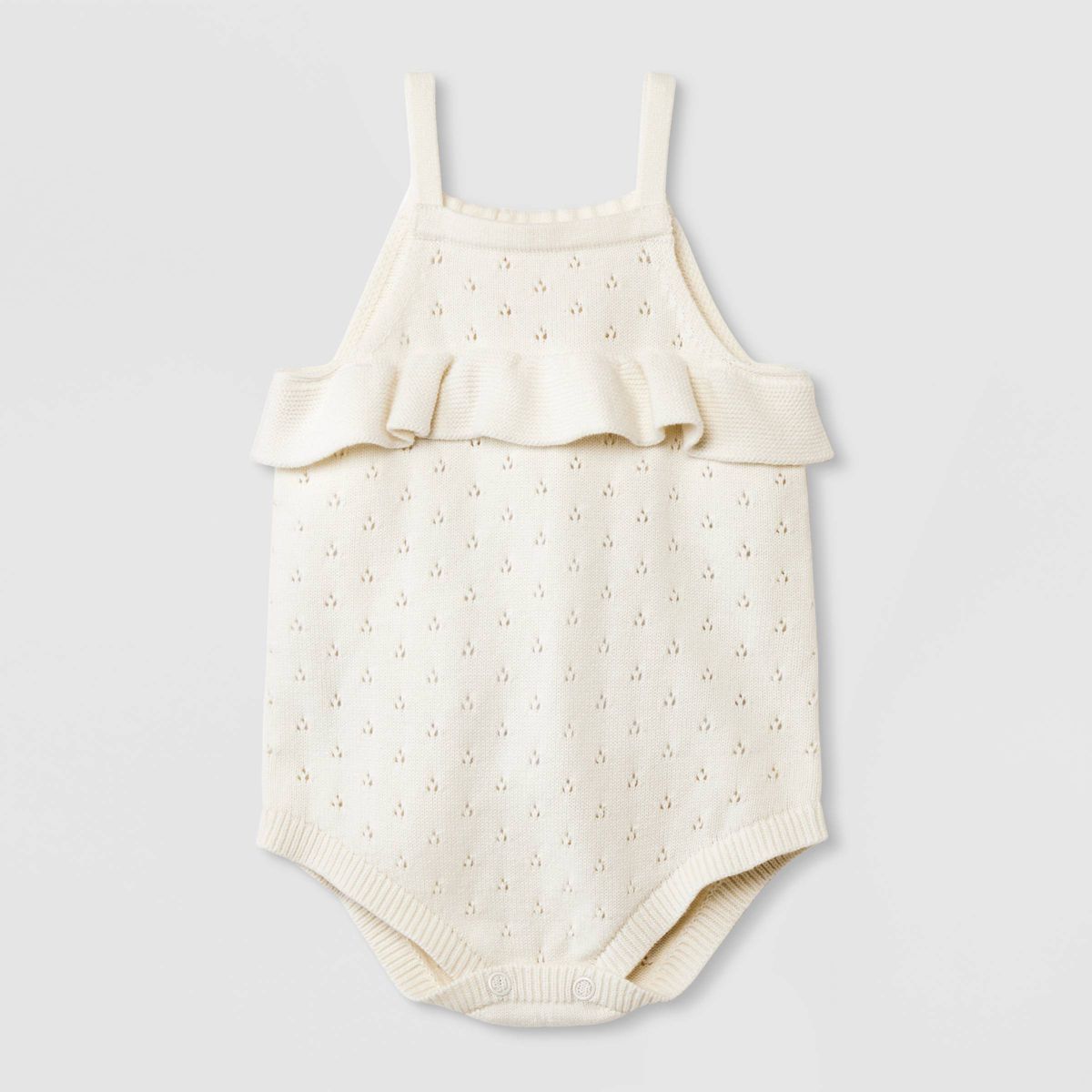 Baby Girls' Pointelle Sweater Romper - Cat & Jack™ Cream 6-9M | Target