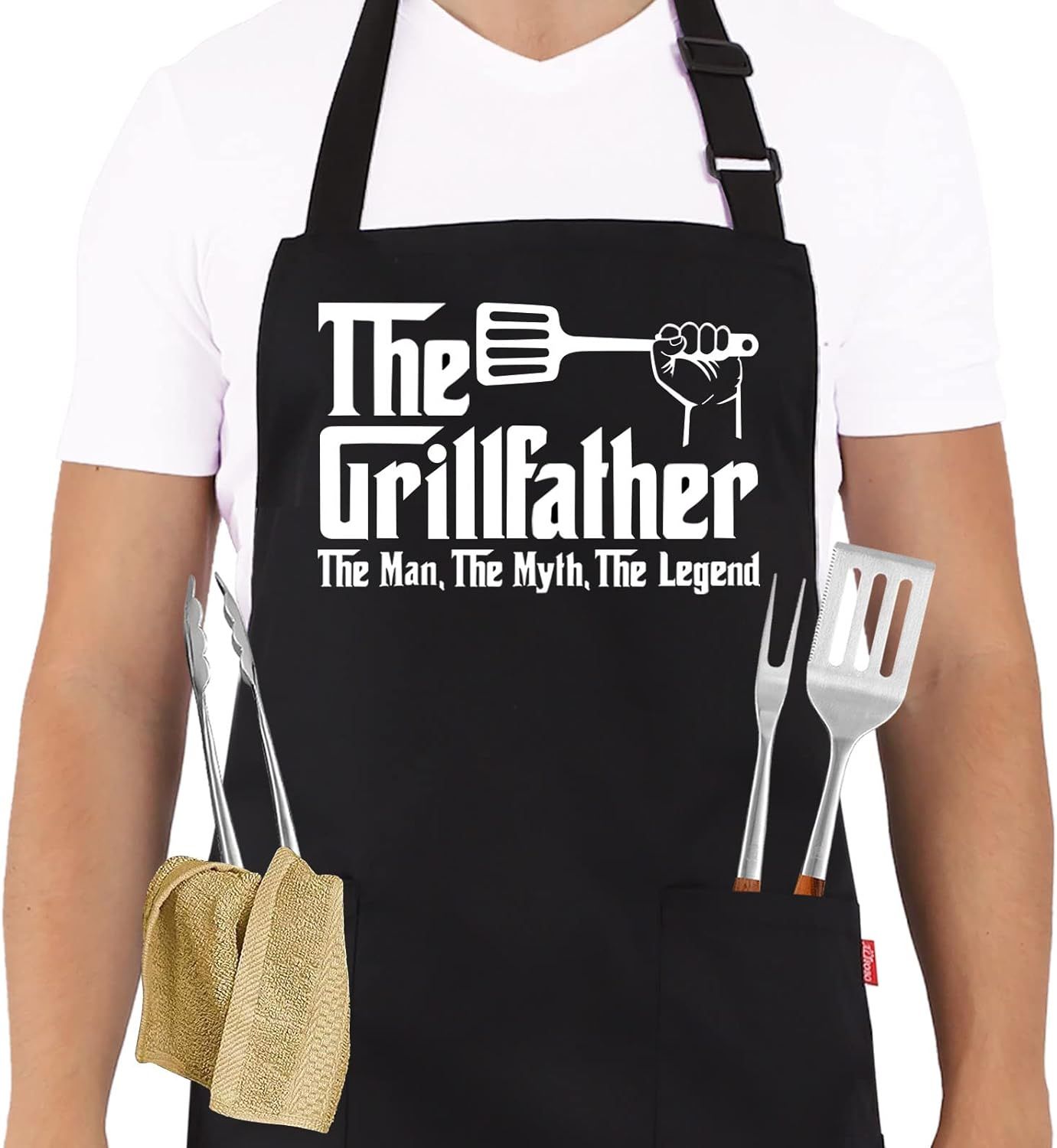 Kaidouma Grill Apron BBQ Aprons for Men Dad - The Grillfather - Funny Kitchen Chef Cooking Grilli... | Amazon (US)
