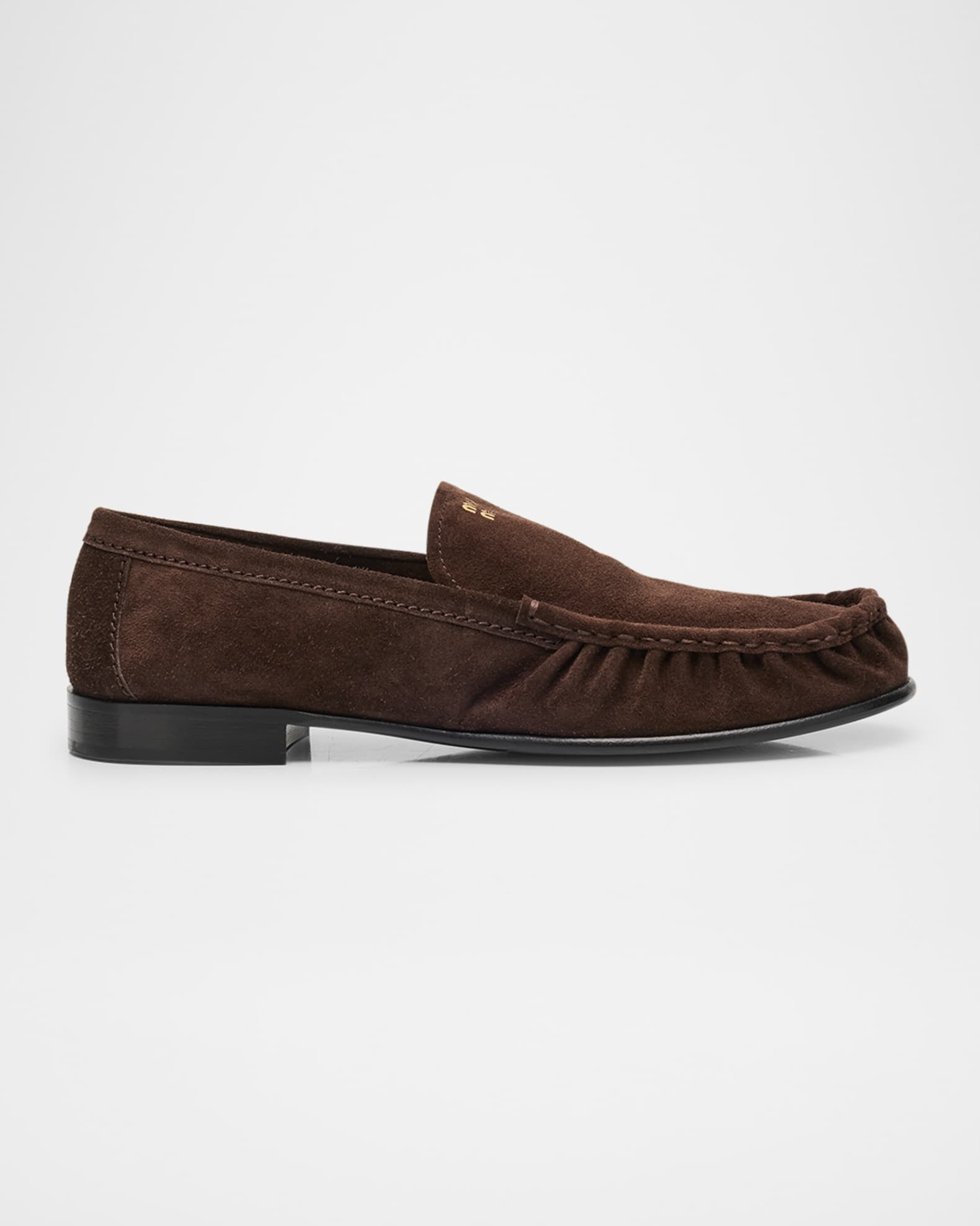 Suede Ruched Mocassin Loafers | Neiman Marcus