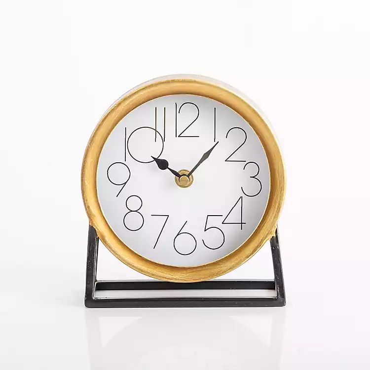 New! Gold Frame Modern Tabletop Clock | Kirkland's Home