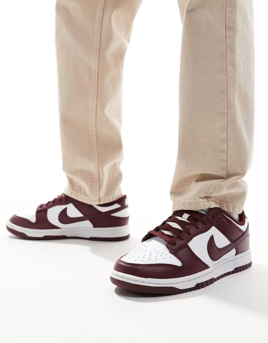 Nike Dunk Low Retro sneakers in burgundy and white | ASOS (Global)