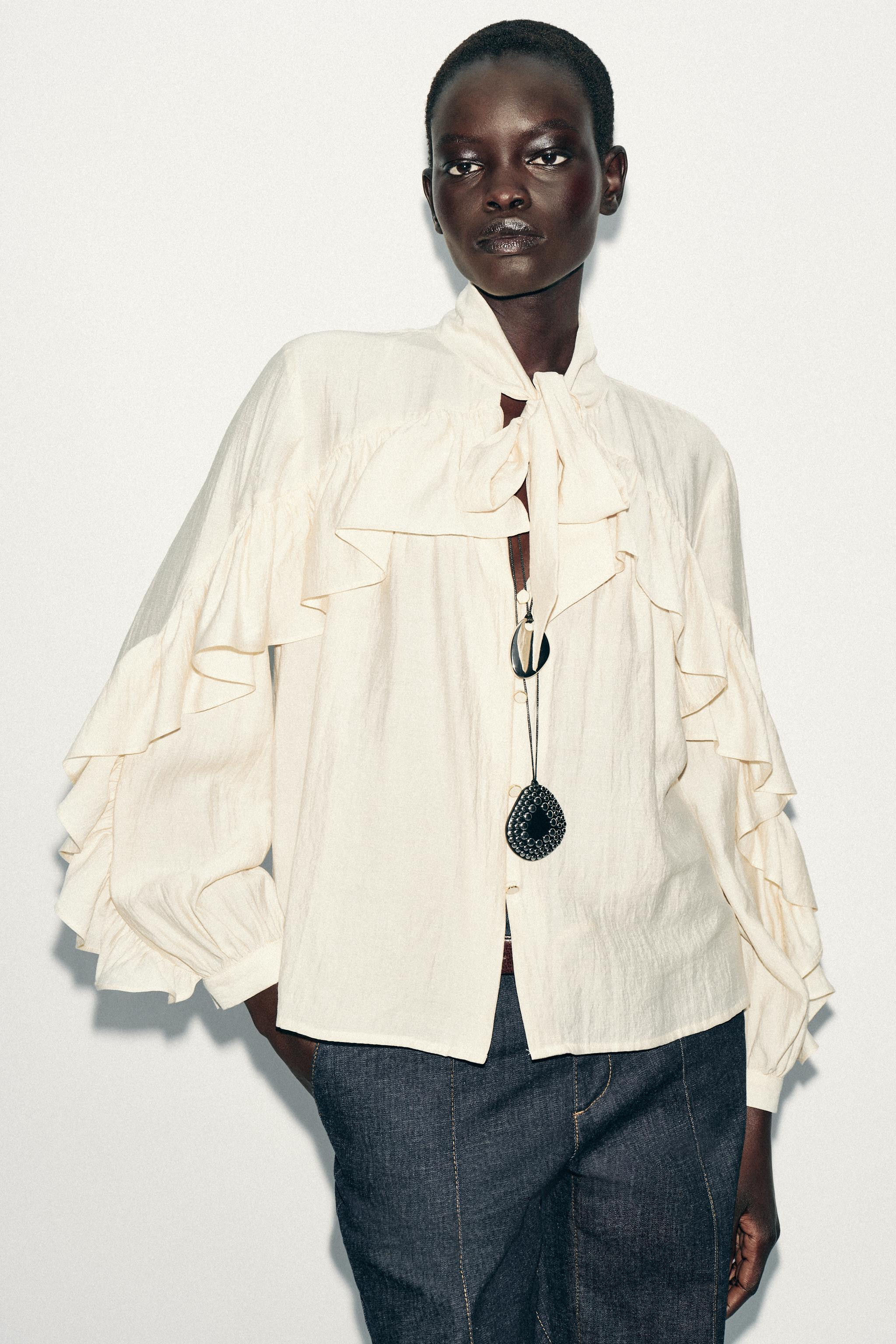 RUFFLED BOW BLOUSE | Zara US