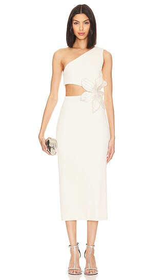 PatBO MIDIKLEID MIT BLÜTENAPPLIKATION in Ivory. Size 2. | Revolve Clothing (Global)