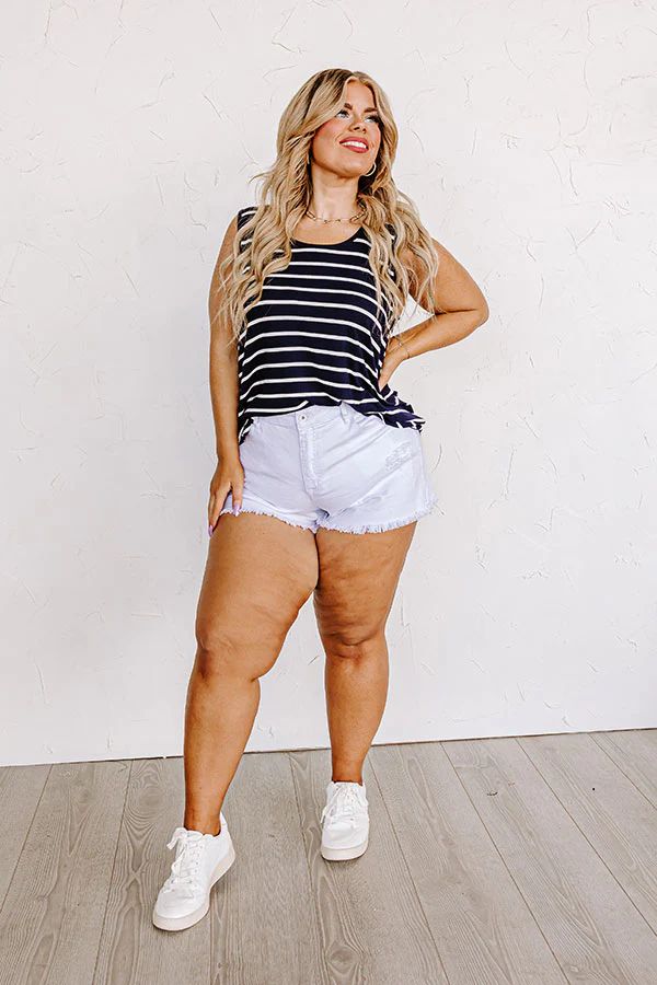 Sweeter In Stripes Shift Tank In Navy Curves | Impressions Online Boutique