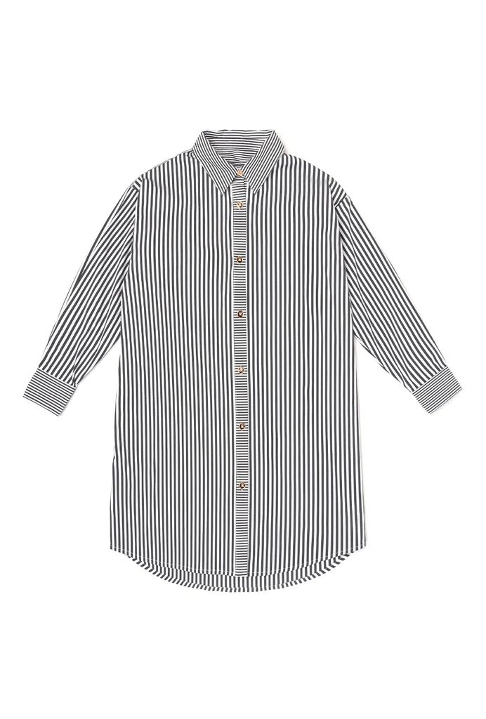 Slim Fit Boyfriend Shirtdress - Black Stripe | Shop BURU