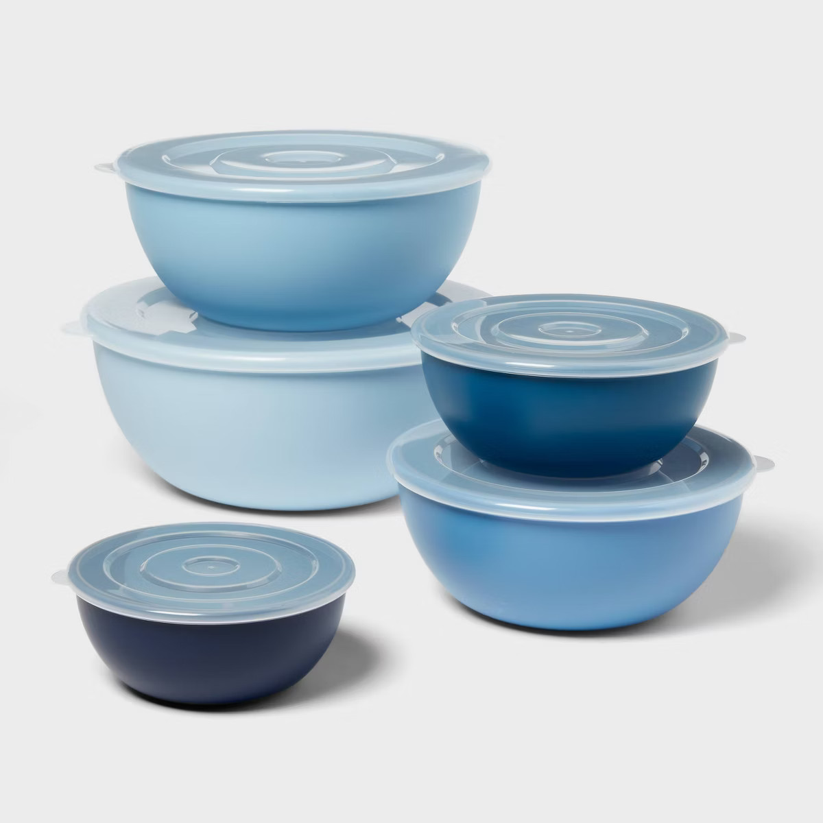 10pc Plastic Mixing Bowl Set with Lids Blue - Room Essentials\u2122 | Target