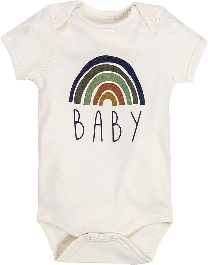 Toddler Baby Boys Girls Rainbow Graphic Short-Sleeve Onesie Bodysuit and T-Shirts | Organic Cotto... | Amazon (US)