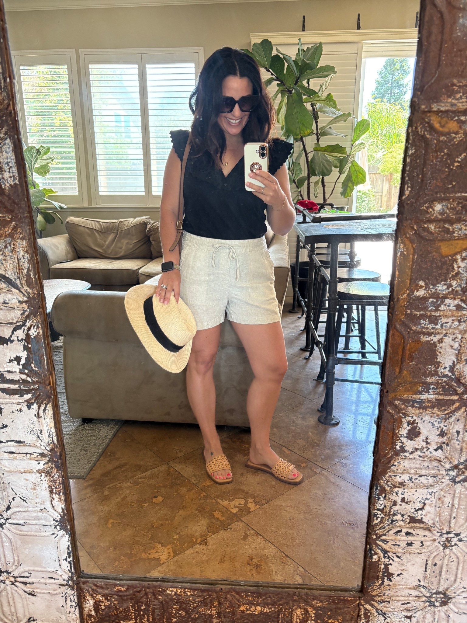 Wine tasting then another bbq for Sunday of Memorial Day Weekend! Wearing a small in my shirt and  shorts. I’ve had this hat for several years and love it! 

Linen shorts
Summer outfit 
Vacation outfit 

#LTKPetite #LTKSummerEdit #LTKOver40