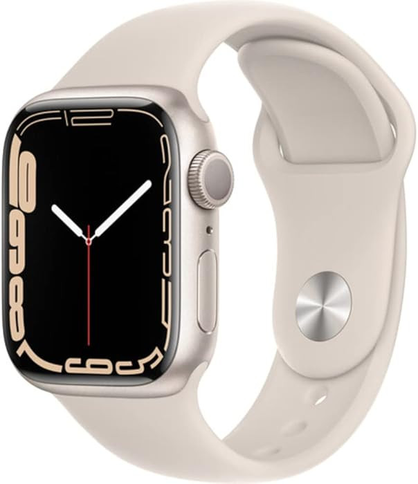 Apple Watch Series 7 (GPS, 41mm) Starlight Aluminum Case with Starlight Sport Band, Regular (Rene... | Amazon (US)
