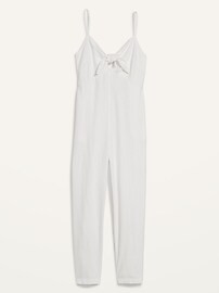 Cropped Smocked Knotted Linen-Blend Cami Wide-Leg Jumpsuit for Women | Old Navy (US)