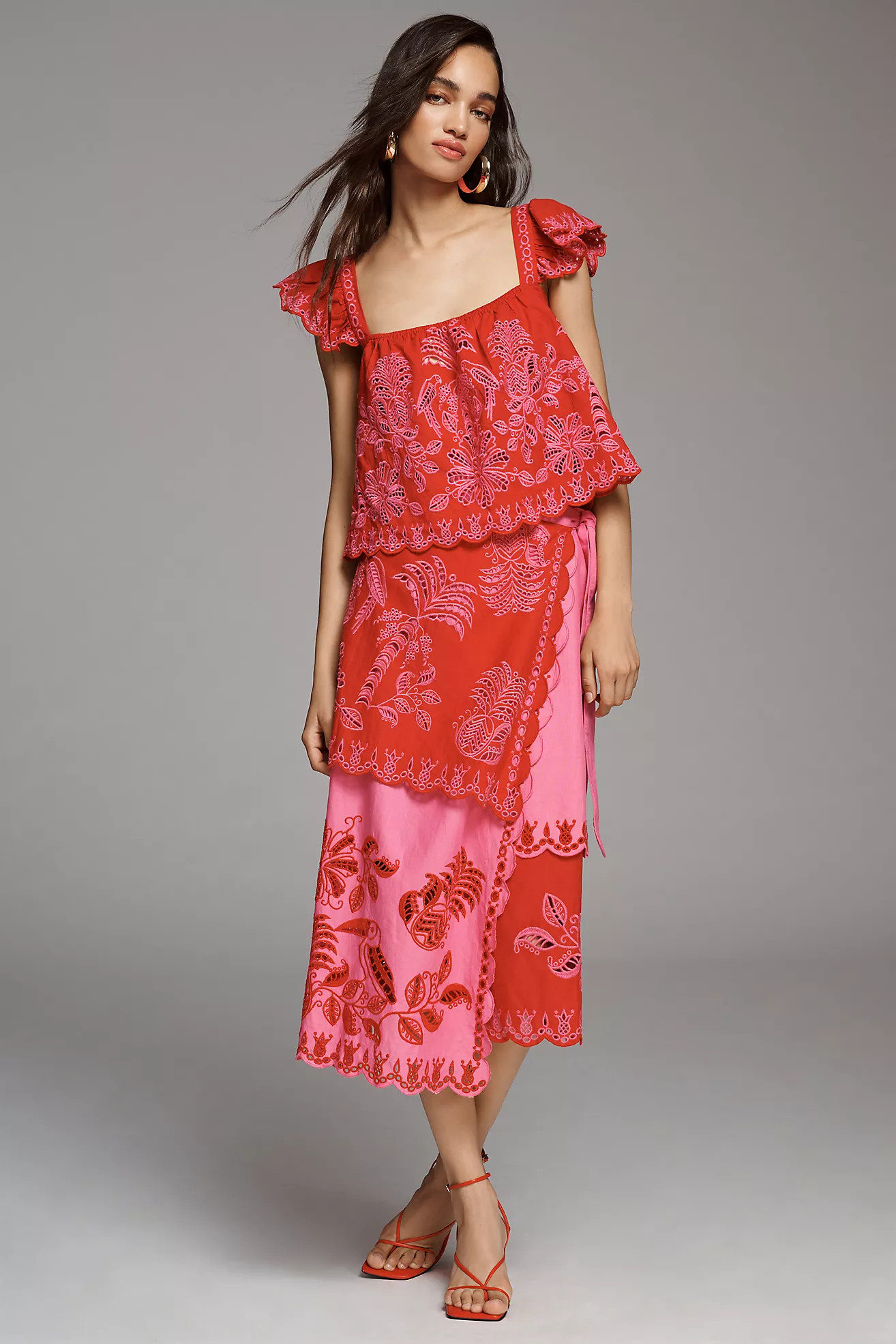 Farm Rio Palm Tree Richelieu Wrap Skirt | Anthropologie (US)