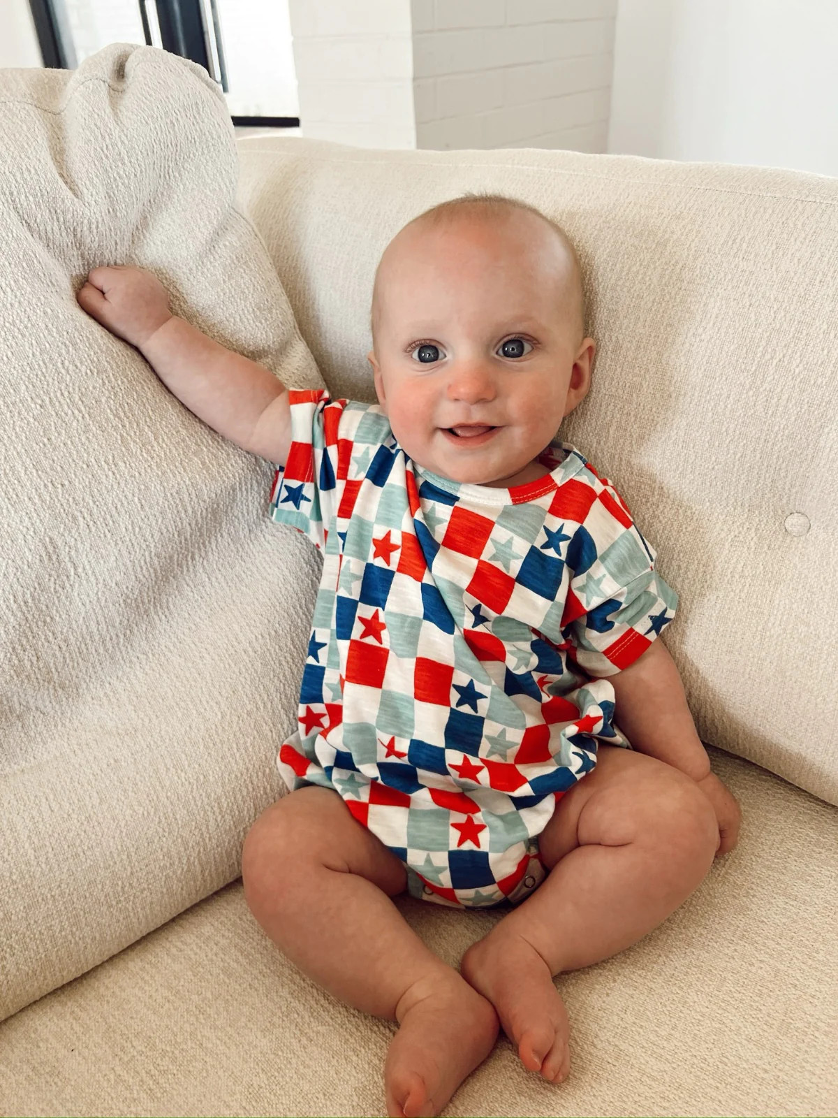 Red, White & Blue Checkerboard / Organic T-Shirt Bubble | SpearmintLOVE