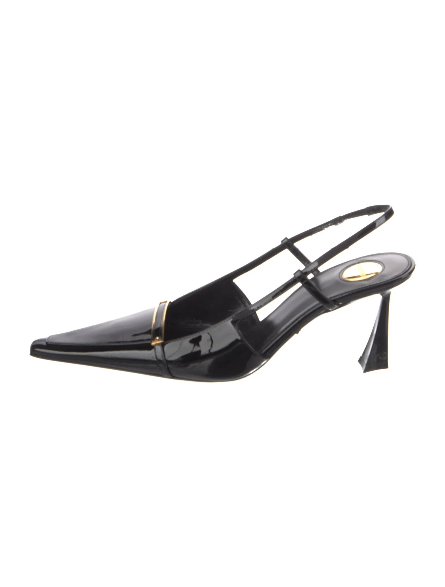 Saint Laurent Patent Leather Slingback Pumps - Black Pumps, Shoes - SNT469086 | The RealReal | The RealReal
