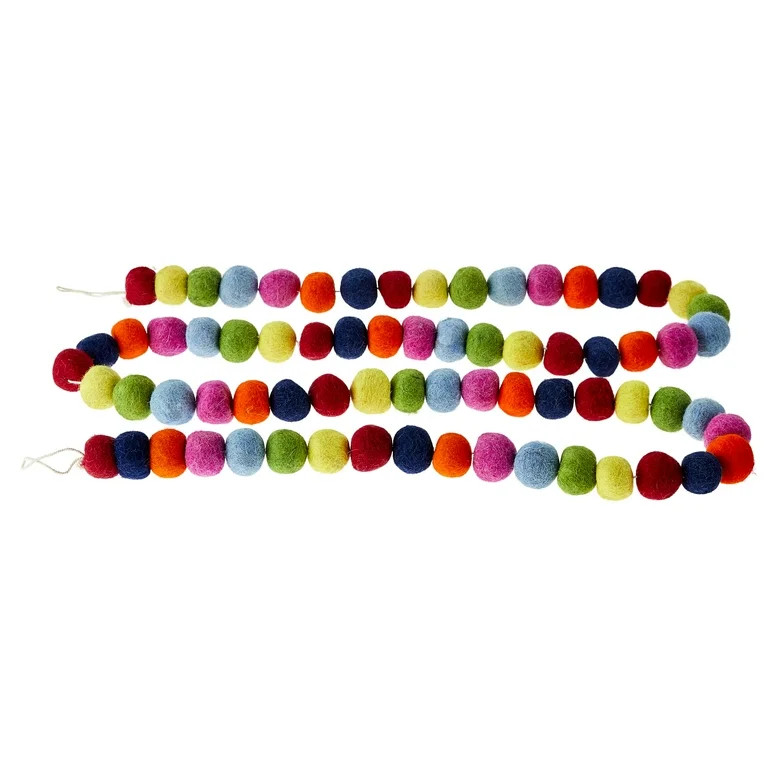 Multicolor Pom-Pom Christmas Garland, 6 ft, by Holiday Time - Walmart.com | Walmart (US)