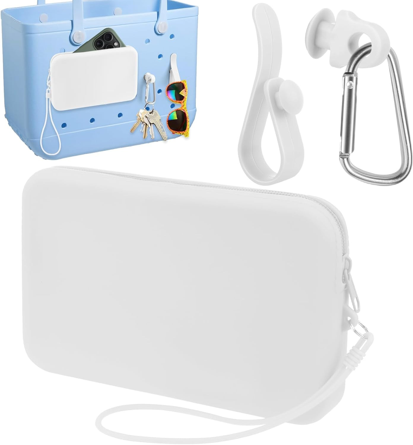 Silicone Phone Holder for Bogg Bag, Soft Silicone Insert Wallet Charm with 2 Pcs Key Holder for B... | Amazon (US)